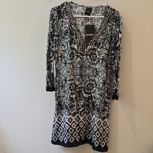 Ace Fashion Black and White Beaded Dress